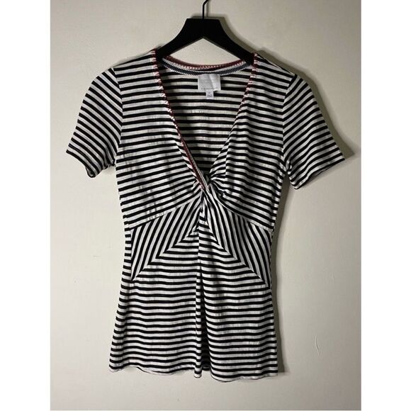 Anthropologie Ett:twa Twist Front Stripe Tee Size XS - Picture 2 of 7